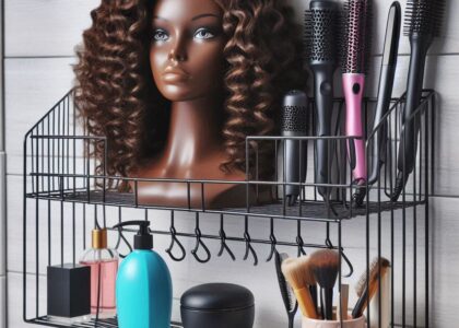 The ultimate in wig care and product storage, these hair product storage shelves offer both function and elegance.